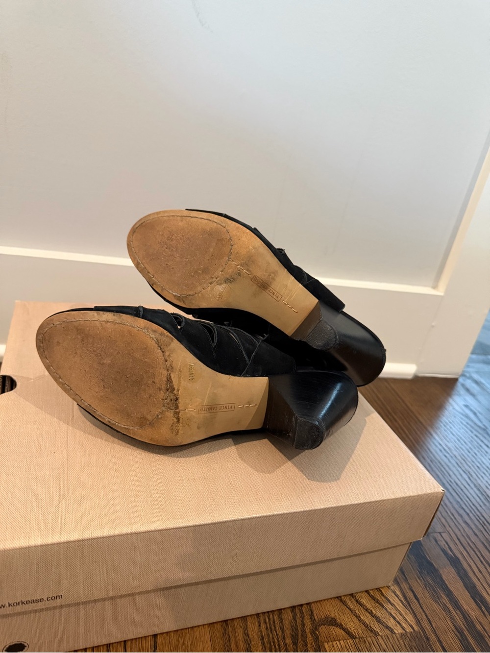 Vince Camuto Black Strappy Suede Cutout Heels - Picture 5 of 5